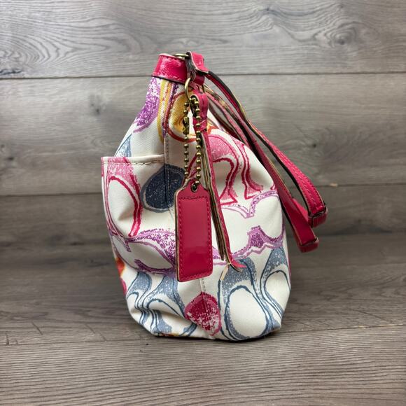 COACH Scribble Tote Bag with Hot Pink Leather Trim A1395-F21894 - Picture 7 of 13
